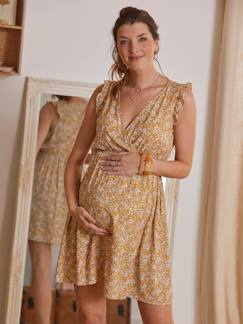 Roupa grávida-Vestidos-Vestido fluido e estampado, especial gravidez e amamentação
