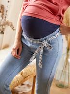 Jeans corte paperbag com cinto, para grávida AZUL ESCURO LISO+AZUL MEDIO LISO 