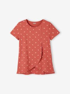 Roupa grávida-T-shirts, tops-T-shirt com abas cruzadas para amamentar, especial gravidez e amamentação