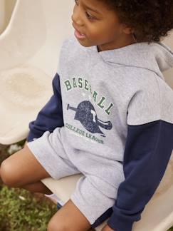 Menino 2-14 anos-Camisolas, casacos de malha, sweats-Sweat com capuz, motivo basebol, mangas a contrastar, para menino
