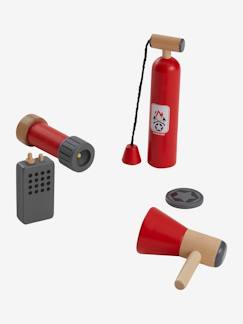Brinquedos- Jogos de imitação- Disfarces-Kit de bombeiro, em madeira FSC®