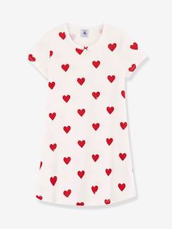 Menina 2-14 anos-Pijamas-Camisa de dormir "corações", para criança, em algodão biológico, da Petit Bateau