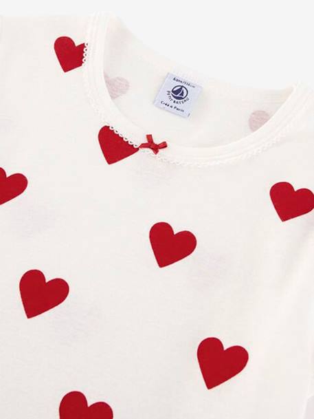 Camisa de dormir 'corações', para criança, em algodão biológico, da Petit Bateau BRANCO CLARO ESTAMPADO 