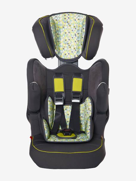 Cadeira-auto VERTBAUDET Kidsit+ grupo 1/2/3 Cinza estrelas+Verde triângulos 