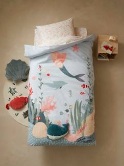 Têxtil-lar e Decoração-Conjunto capa de edredon + fronha de almofada para criança, Oceano