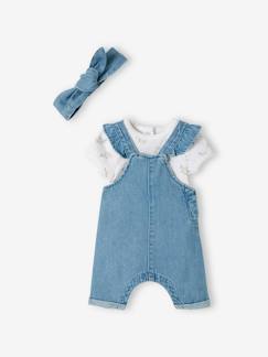 Bebé 0-36 meses-Conjuntos-Conjunto de 3 peças: jardineiras, body e chapéu, para bebé