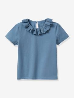 Menina 2-14 anos-T-shirts-T-shirts-Blusa com gola em renda, da CYRILLUS, em algodão biológico, para menina