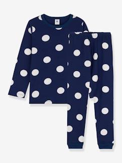 Menina 2-14 anos-Pijamas-Pijama às bolas, de mangas compridas, para criança, em algodão biológico, da Petit Bateau