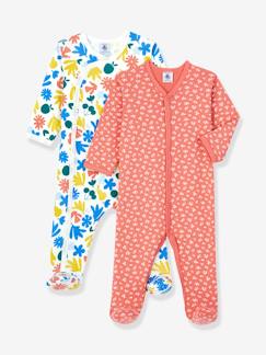 Bebé 0-36 meses-Pijamas, babygrows-Lote de 2 pijamas para bebé, estampado florido, em algodão biológico, da Petit Bateau