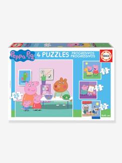 Brinquedos-Jogos educativos- Puzzles-4 puzzles progressivos Porquinha Peppa - EDUCA
