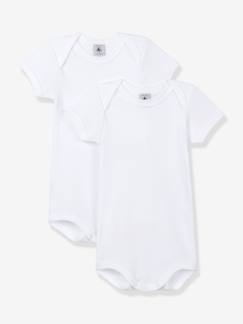 Bebé 0-36 meses-Bodies-Lote de 2 bodies com cavas americanas e mangas curtas para bebé, em algodão bio, Petit Bateau