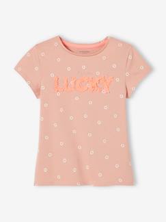 Menina 2-14 anos-T-shirts-T-shirt com flores estampadas, para menina