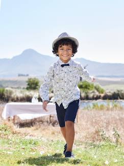Menino 2-14 anos-Bermudas para menino em algodão/linho.
