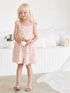 Menina 2-14 anos-Vestidos-Vestido de cerimónia às flores, folho nas alças