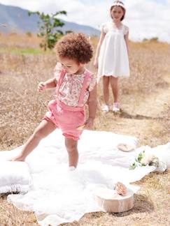 Bebé 0-36 meses-Conjuntos-Conjunto blusa às flores e calções com suspensórios, para bebé