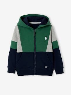Menino 2-14 anos-Camisolas, casacos de malha, sweats-Sweatshirts-Casaco colorblock de desporto, com fecho, para menino
