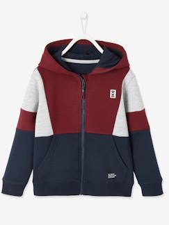 Menino 2-14 anos-Camisolas, casacos de malha, sweats-Casaco colorblock de desporto, com fecho, para menino