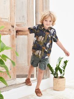 Menino 2-14 anos-Calções, bermudas-Bermudas estilo militar, efeito lavado, fáceis de vestir, para menino