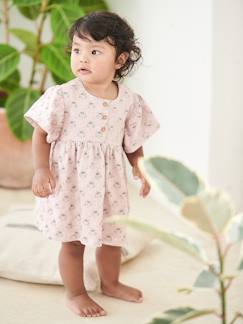 Bebé 0-36 meses-Vestidos, saias-Vestido florido de mangas curtas, em jersey, para bebé