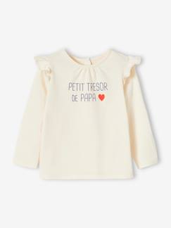 Bebé 0-36 meses-T-shirts-T-shirts-Camisola com mangas compridas e folhos, para bebé