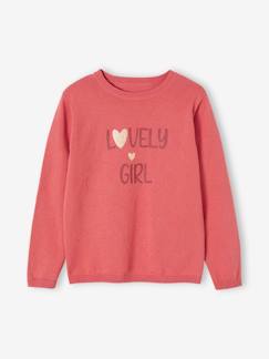 Menina 2-14 anos-Camisolas, casacos de malha, sweats-Camisolas malha-Camisola com mensagem e inscrição irisada em relevo, para menina
