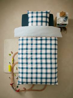 Têxtil-lar e Decoração-Conjunto capa de edredon + fronha de almofada para criança, Quadrados