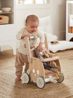 Brinquedos-Primeira idade- Baloiços, carrinhos de marcha, andarilhos e triciclos-Carrinho de marcha com assento para boneca, em madeira FSC®