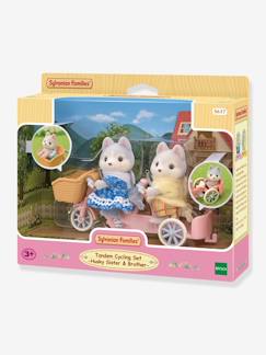 Brinquedos-Jogos de imaginação- Bonecos, planetas, pequenos heróis e animais-A mana e o mano Husky e a sua Bicicleta - SYLVANIAN FAMILIES