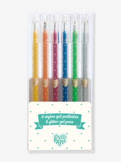 Brinquedos-Atividades artísticas-6 canetas de gel com purpurinas - DJECO