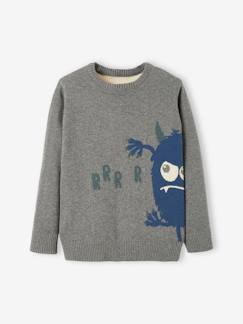 Menino 2-14 anos-Camisolas, casacos de malha, sweats-Camisola em jacquard com dinossauro, para menino