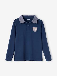 Menino 2-14 anos-T-shirts, polos-Polo com emblema e gola em cambraia, para menino