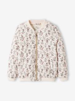 Menina 2-14 anos-Casacos, blusões-Blusão acolchoado estilo bomber, estampado às flores, para menina