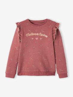 Menina 2-14 anos-Camisolas, casacos de malha, sweats-Sweatshirts -Sweat com mensagem e folho nas mangas, para menina