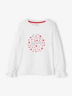 Menina 2-14 anos-T-shirts-T-shirts-Camisola romântica com frufu em musselina, para menina