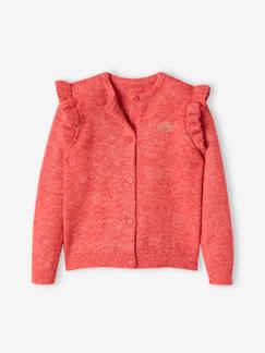 Menina 2-14 anos-Camisolas, casacos de malha, sweats-Casacos malha-Casaco com folho, para menina