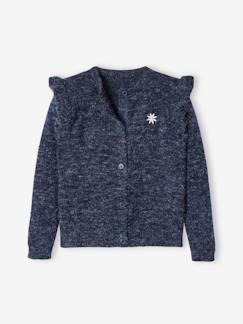 Menina 2-14 anos-Camisolas, casacos de malha, sweats-Casacos malha-Casaco com folho, para menina