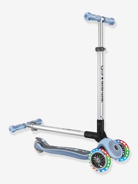 Trotinete dobrável com luz e 3 rodas - Primo Foldable Lights - GLOBBER azul+lilás+verde-menta 