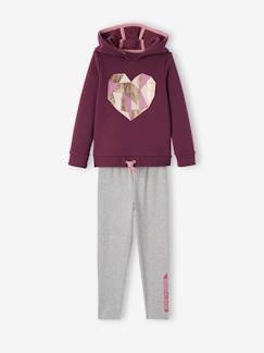 Menina 2-14 anos-Calças -Conjunto de desporto, sweat com coração + leggings, para menina