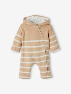 -Macacão em tricot, com forro, para bebé recém-nascido