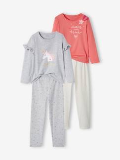 Menina 2-14 anos-Pijamas-Lote de 2 pijamas, unicórnio, para menina