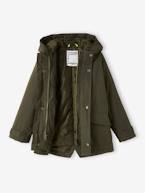 Parka 3 em 1, com blusão amovível, para menino AZUL ESCURO LISO COM MOTIVO+AZUL MEDIO LISO COM MOTIVO+CASTANHO ESCURO LISO COM MOTIV+VERDE MEDIO LISO COM MOTIVO 