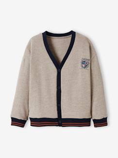 Menino 2-14 anos-Camisolas, casacos de malha, sweats-Sweatshirts-Casaco em moletão com, brasão estampado no peito, para menino