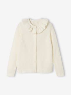 Menina 2-14 anos-Camisolas, casacos de malha, sweats-Casacos malha-Casaco com gola em malha macia, para menina