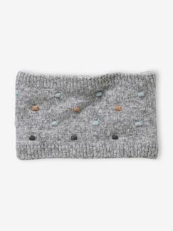 Menina 2-14 anos-Acessórios-Gola snood em malha, bolas em relevo, para menina