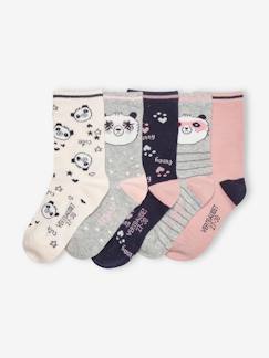 Lote de 5 pares de meias panda, para menina