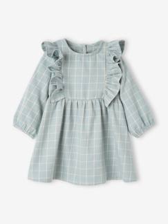 Bebé 0-36 meses-Vestido com folhos, aos quadrados, para bebé
