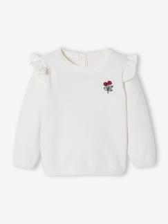 Bebé 0-36 meses-Camisolas, casacos de malha, sweats-Camisolas-Camisola com folhos e cerejas com pompons, para bebé