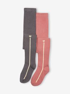 Lote de 2 collants com barra em lurex, para menina