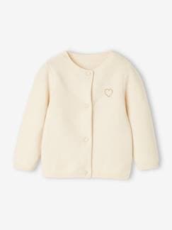 Bebé 0-36 meses-Camisolas, casacos de malha, sweats-Casacos-Casaco com coração dourado bordado, para bebé