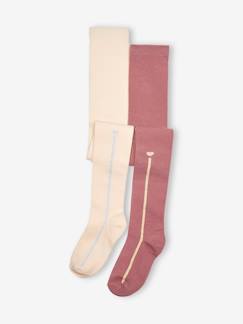 Menina 2-14 anos-Roupa interior-Lote de 2 collants com barra em lurex, para menina